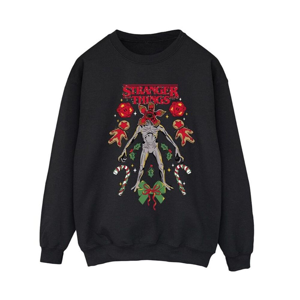 Netflix Womens/Ladies Stranger Things Christmas Demogorgon Sweatshirt / Black